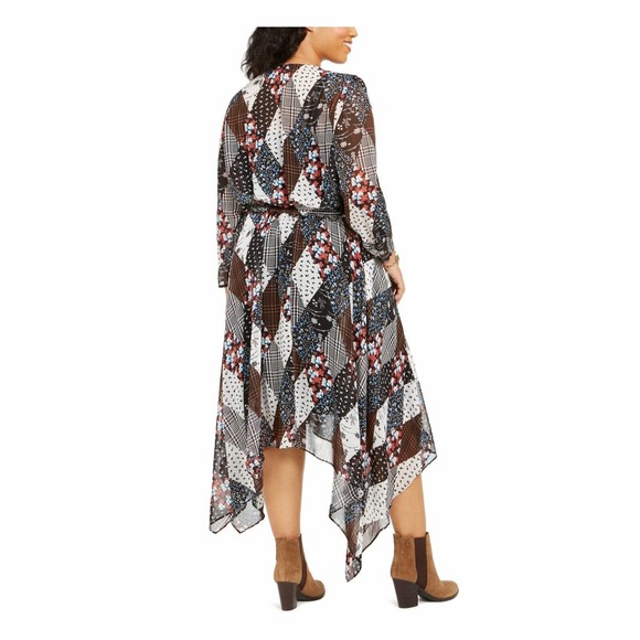 Tommy Hilfiger Dress Black Printed Midi Handkerchief 3X Plus NEW NWT 464 - Picture 2 of 3